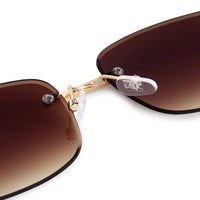 Raynor Gradient Brown Medium Rim Less Rectangle Sunglasses for Men & Women — Hashtag Eyewears