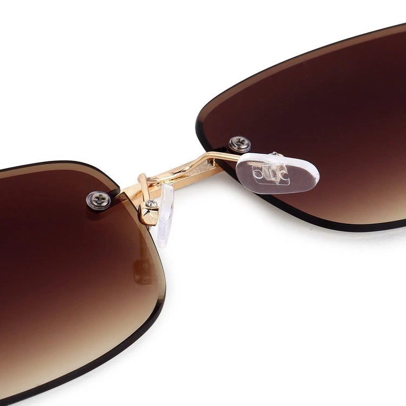Raynor Gradient Brown Medium Rim Less Rectangle Sunglasses for Men & Women — Hashtag Eyewears