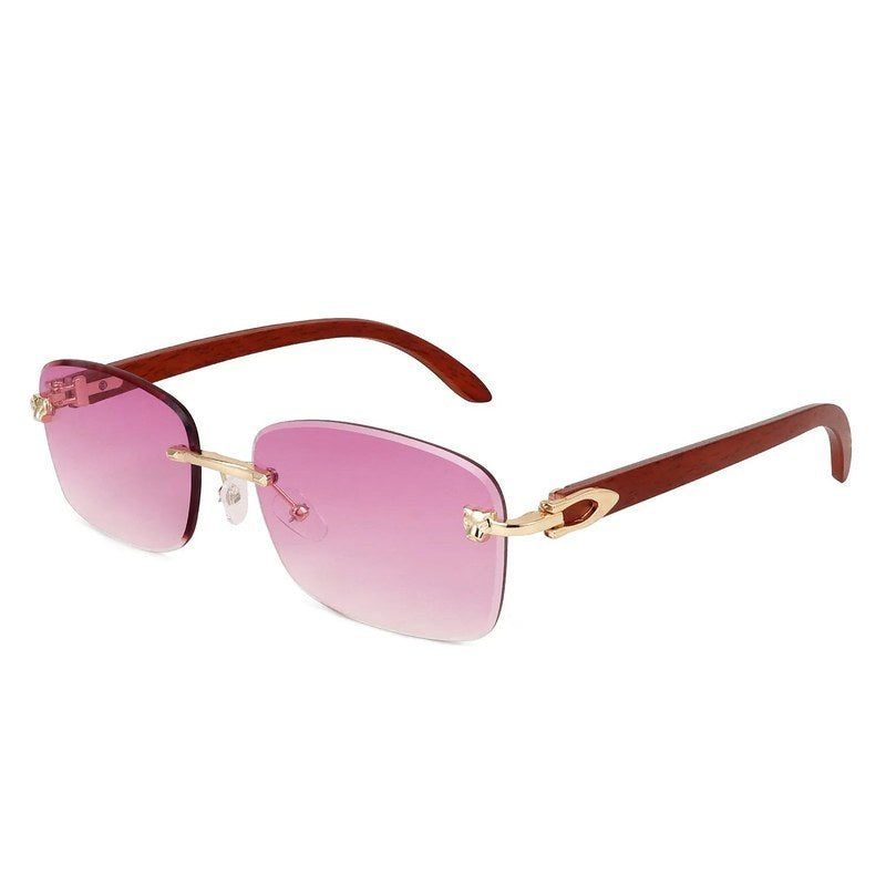 Raynor Gradient Pink Medium Rim Less Rectangle Sunglasses for Men & Women — Hashtag Eyewears
