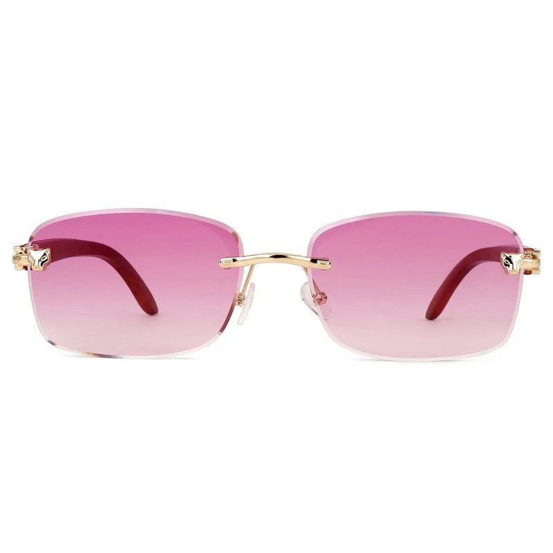 Raynor Gradient Pink Medium Rim Less Rectangle Sunglasses for Men & Women — Hashtag Eyewears