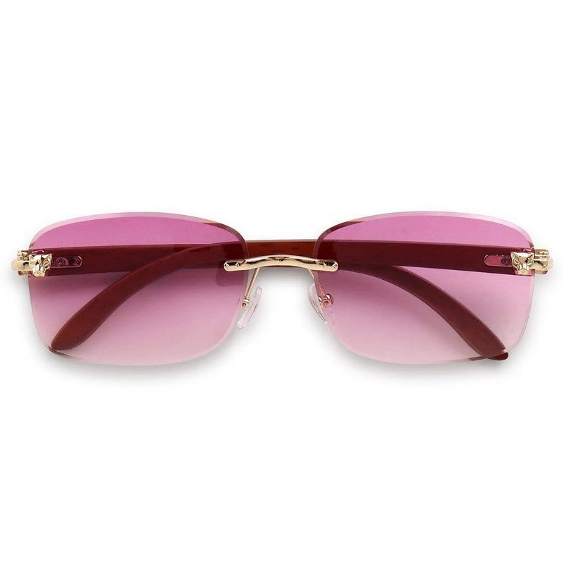 Raynor | Gradient Pink Medium Rim Less Rectangle Sunglasses for Men & Women [UV-protected]