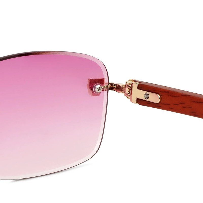 Raynor | Gradient Pink Medium Rim Less Rectangle Sunglasses for Men & Women [UV-protected]