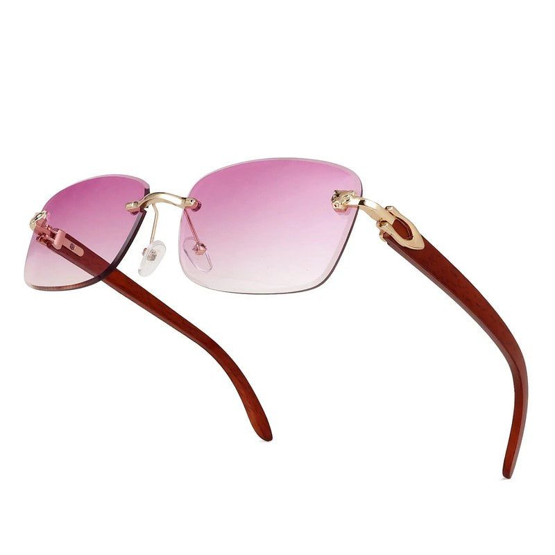 Raynor | Gradient Pink Medium Rim Less Rectangle Sunglasses for Men & Women [UV-protected]