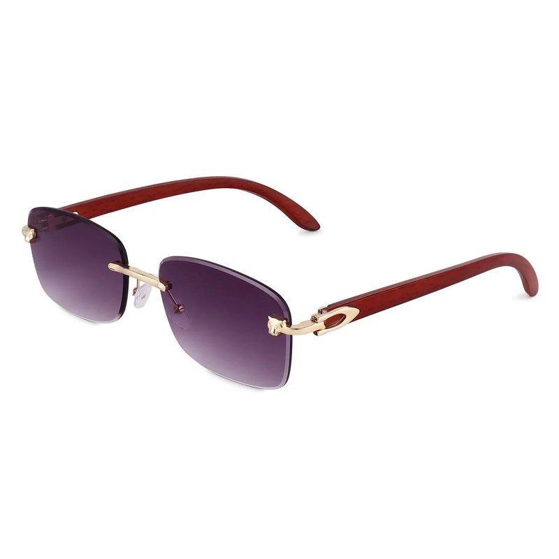 Raynor Gradient Purple Medium Rim Less Rectangle Sunglasses for Men & Women — Hashtag Eyewears