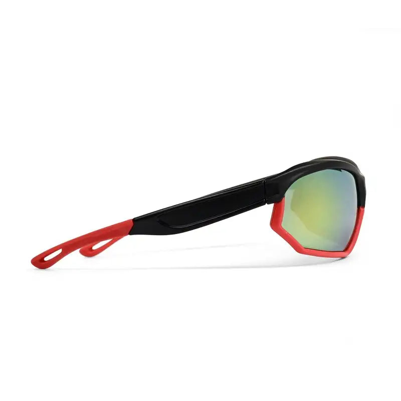 Raysen | Black Medium Full Rim Wraparound Sports Sunglasses for Men & Women [UV-protected]