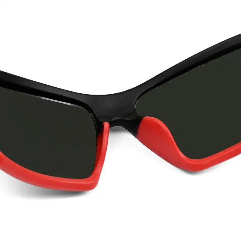 Raysen | Black Medium Full Rim Wraparound Sports Sunglasses for Men & Women [UV-protected]