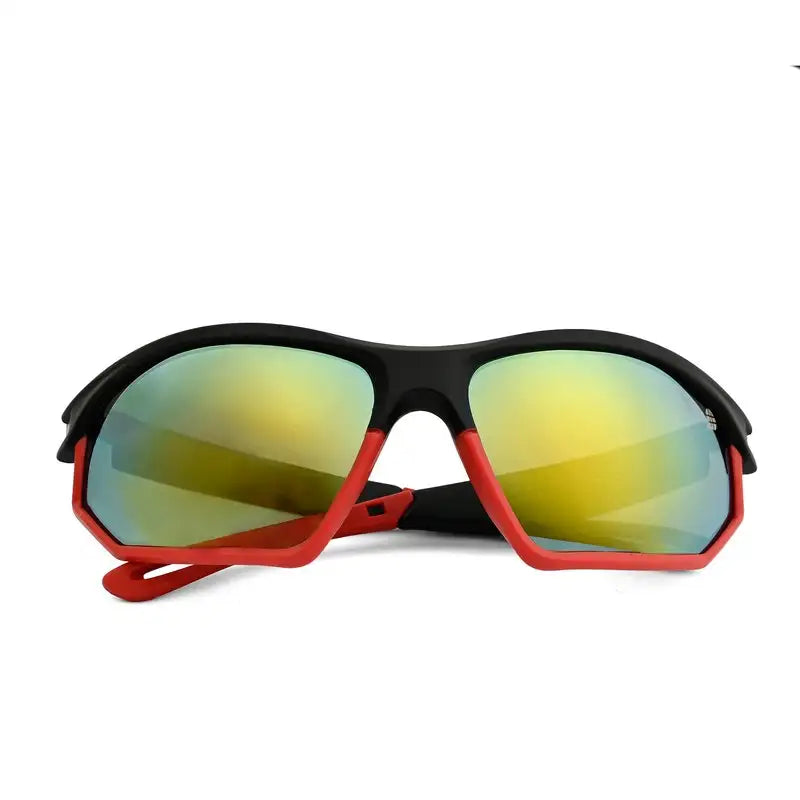 Raysen | Black Medium Full Rim Wraparound Sports Sunglasses for Men & Women [UV-protected]