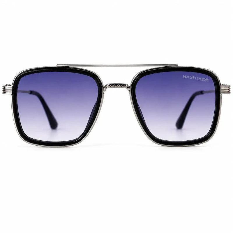 Reeon | Gradient Grey Medium Full Rim Square Sunglasses for Men [UV-protected]