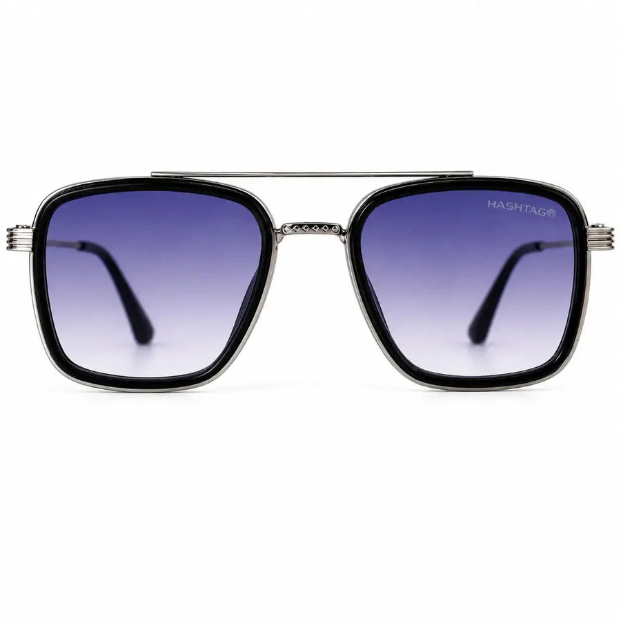 Reeon | Gradient Grey Medium Full Rim Square Sunglasses for Men [UV-protected]