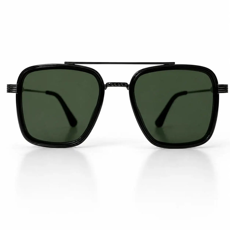 Reeon | Green Medium Full Rim Square Sunglasses for Men [UV-protected]