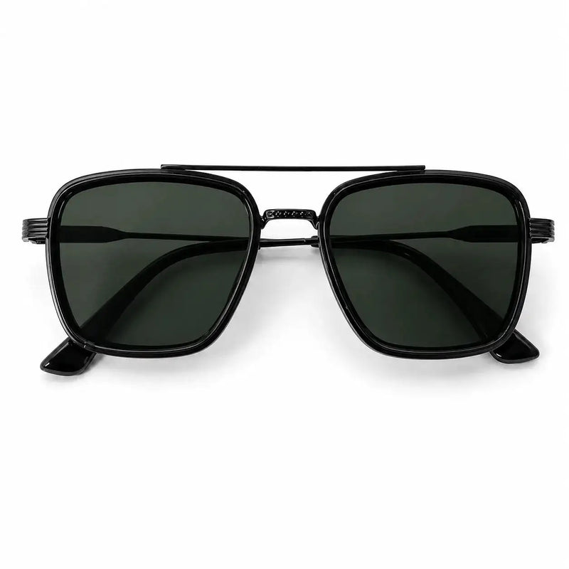 Reeon | Green Medium Full Rim Square Sunglasses for Men [UV-protected]