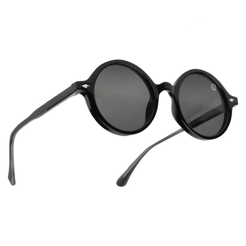 Retro Black Medium Full Rim Round Sunglasses for Men & Women — Hashtag Eyewears