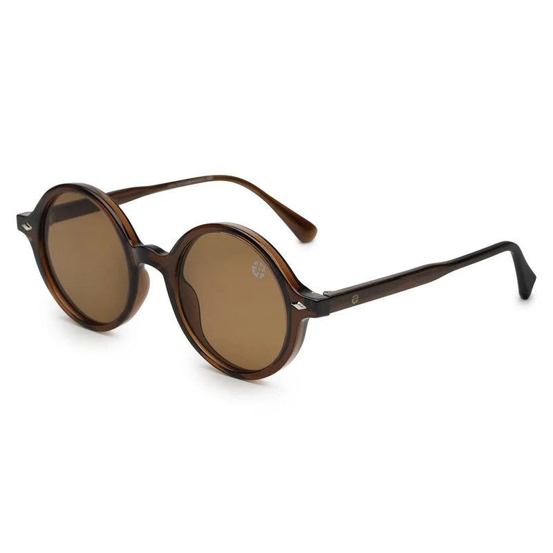 Retro Brown Medium Full Rim Round Sunglasses for Men & Women — Hashtag Eyewears