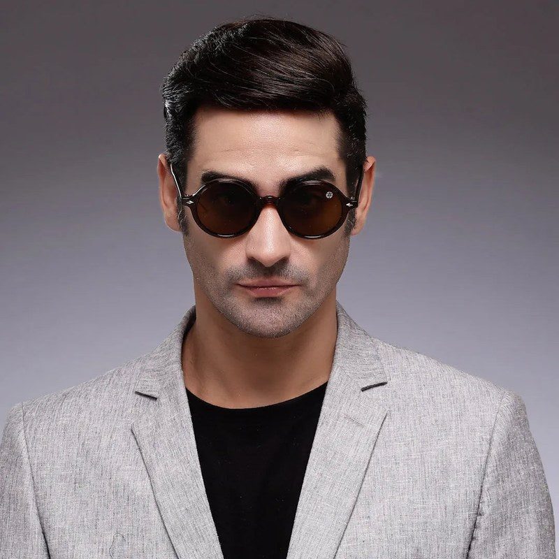 Retro Brown Medium Full Rim Round Sunglasses for Men & Women — Hashtag Eyewears