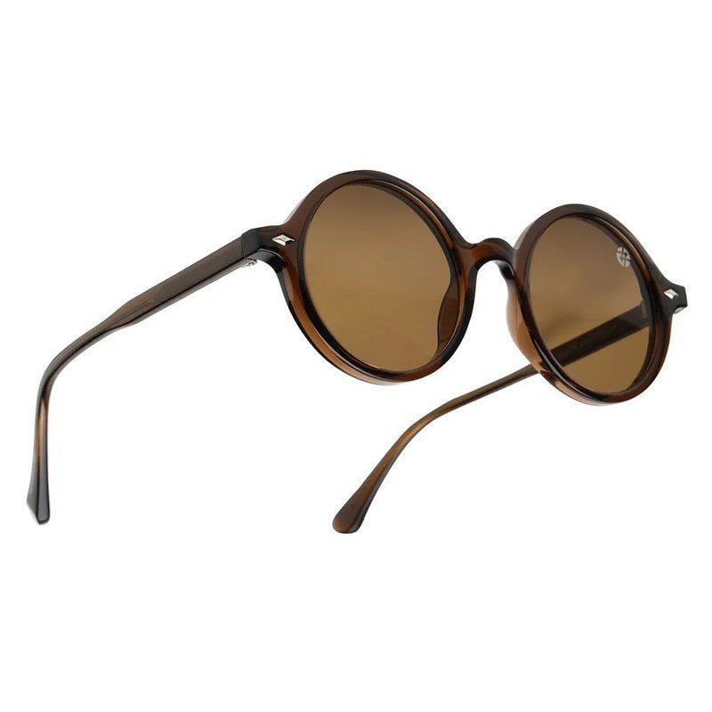 Retro Brown Medium Full Rim Round Sunglasses for Men & Women — Hashtag Eyewears