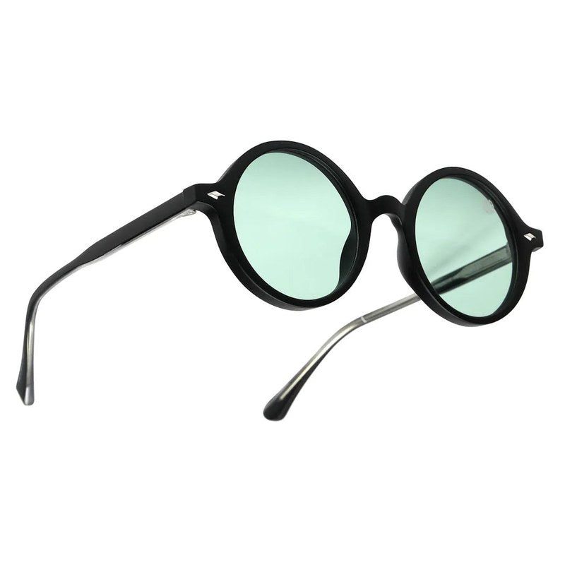 Retro | Green Medium Full Rim Round Sunglasses for Men [UV-protected]