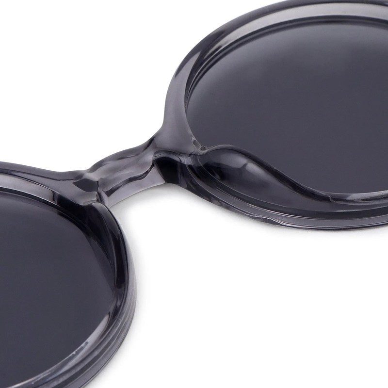 Retro Transparent Grey Medium Full Rim Round Sunglasses for Men & Women — Hashtag Eyewears