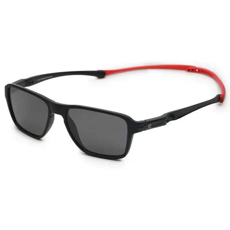 Rift | Black Large Full Rim Rectangle Sports Sunglasses for Men & Women [Polarized]