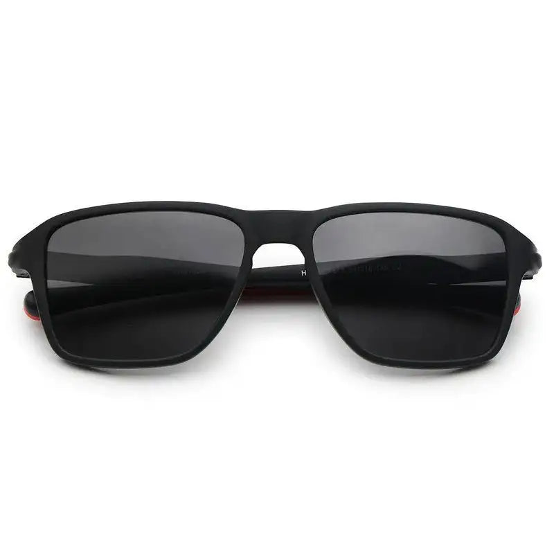 Rift | Black Large Full Rim Rectangle Sports Sunglasses for Men & Women [Polarized]