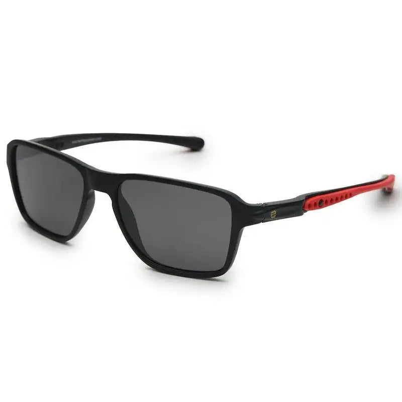 Rift | Black Large Full Rim Rectangle Sports Sunglasses for Men & Women [Polarized]
