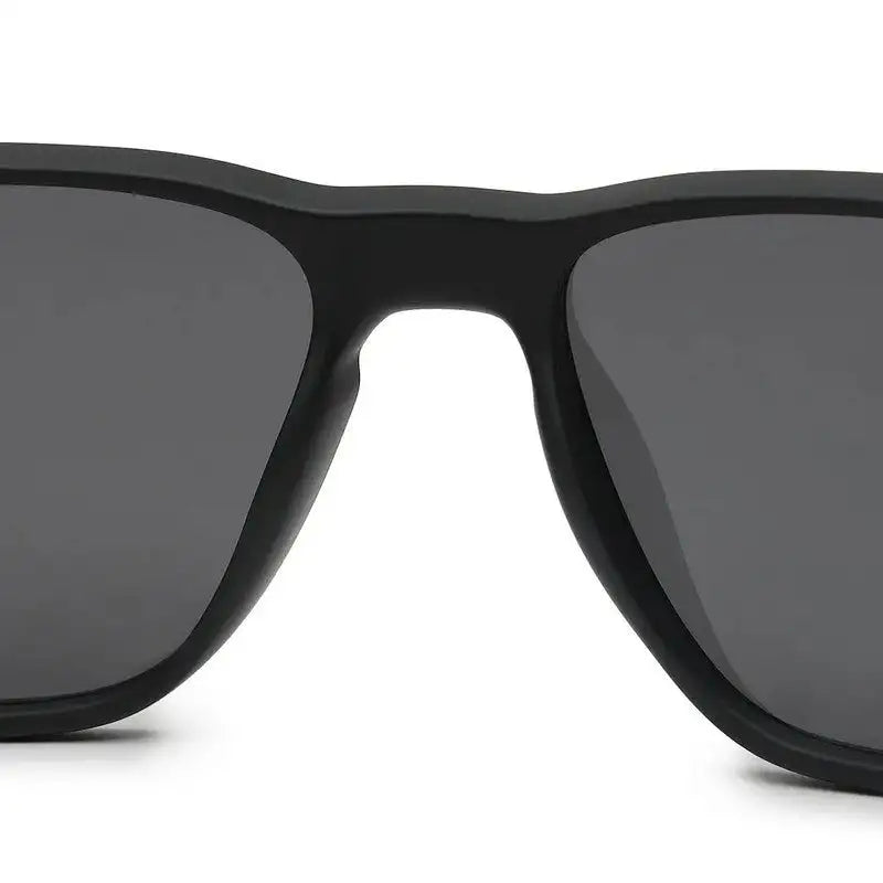 Rift | Black Large Full Rim Rectangle Sports Sunglasses for Men & Women [Polarized]