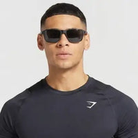 Rift | Black Large Full Rim Rectangle Sports Sunglasses for Men & Women [Polarized]