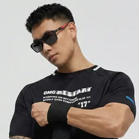 Rift | Black Large Full Rim Rectangle Sports Sunglasses for Men & Women [Polarized]