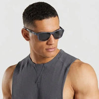 Rift | Dark Grey Large Full Rim RECTANGLE Sports for Men & Women [Polarized]