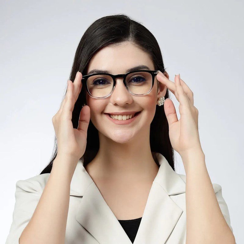Rivena Gradient Black Small Full Rim Square Computer Glasses for Men & Women — Hashtag Eyewears