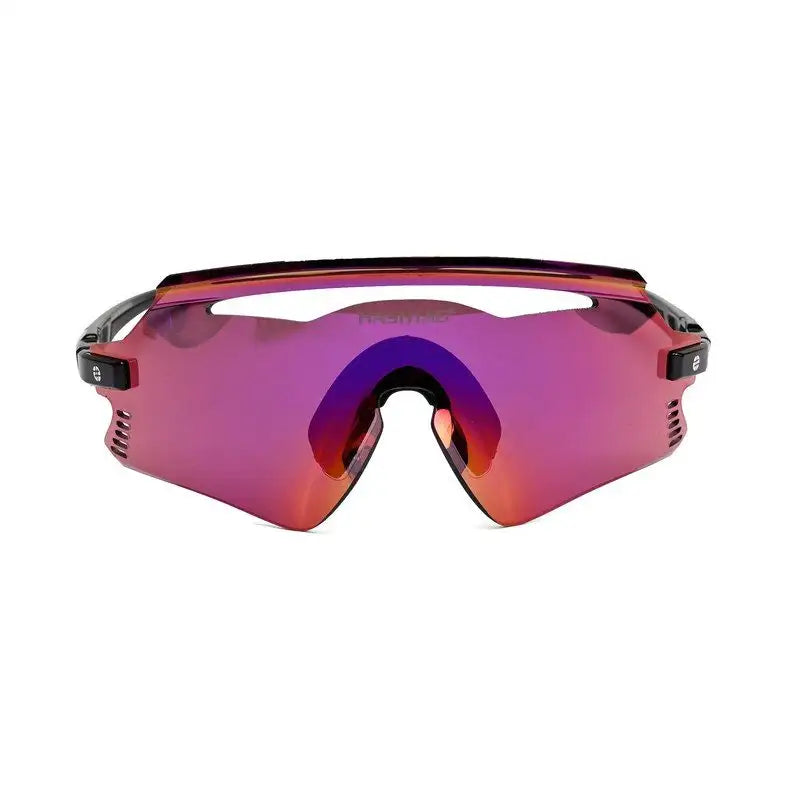 Rivora | Black Large Full Rim Shield Sports Sunglasses for Men & Women [UV-protected]