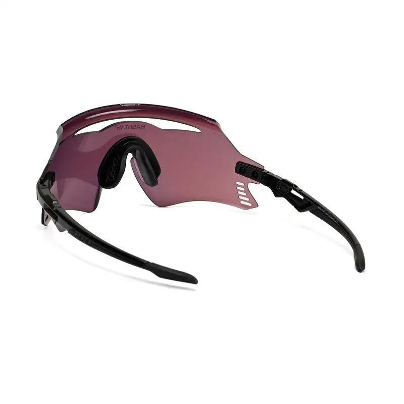 Rivora | Black Large Full Rim Shield Sports Sunglasses for Men & Women [UV-protected]