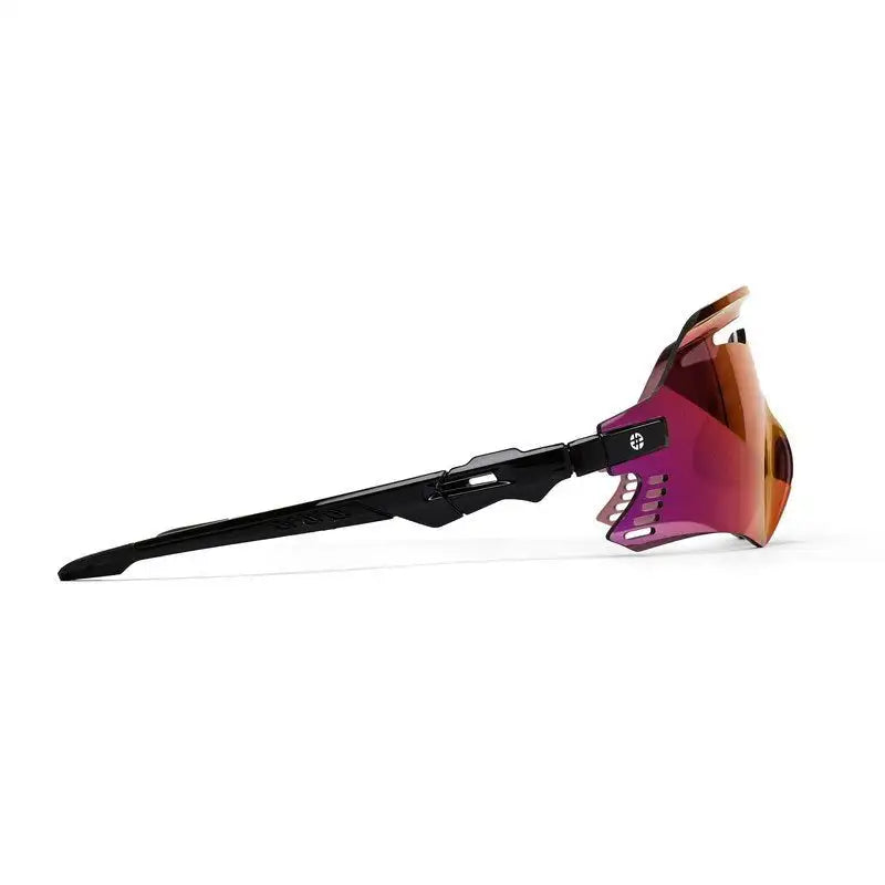 Rivora | Black Large Full Rim Shield Sports Sunglasses for Men & Women [UV-protected]