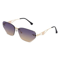 Rorion Gradient Brown & Blue Medium Rim Less Rectangle Sunglasses for Men & Women — Hashtag Eyewears