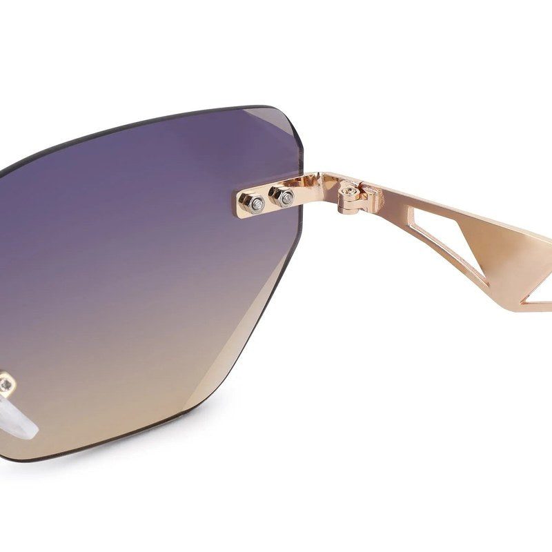 Rorion Gradient Brown & Blue Medium Rim Less Rectangle Sunglasses for Men & Women — Hashtag Eyewears