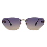 Rorion Gradient Brown & Blue Medium Rim Less Rectangle Sunglasses for Men & Women — Hashtag Eyewears