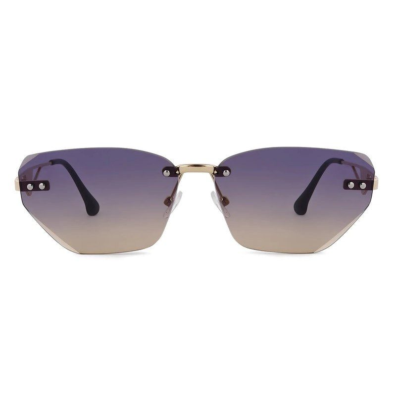 Rorion Gradient Brown & Blue Medium Rim Less Rectangle Sunglasses for Men & Women — Hashtag Eyewears