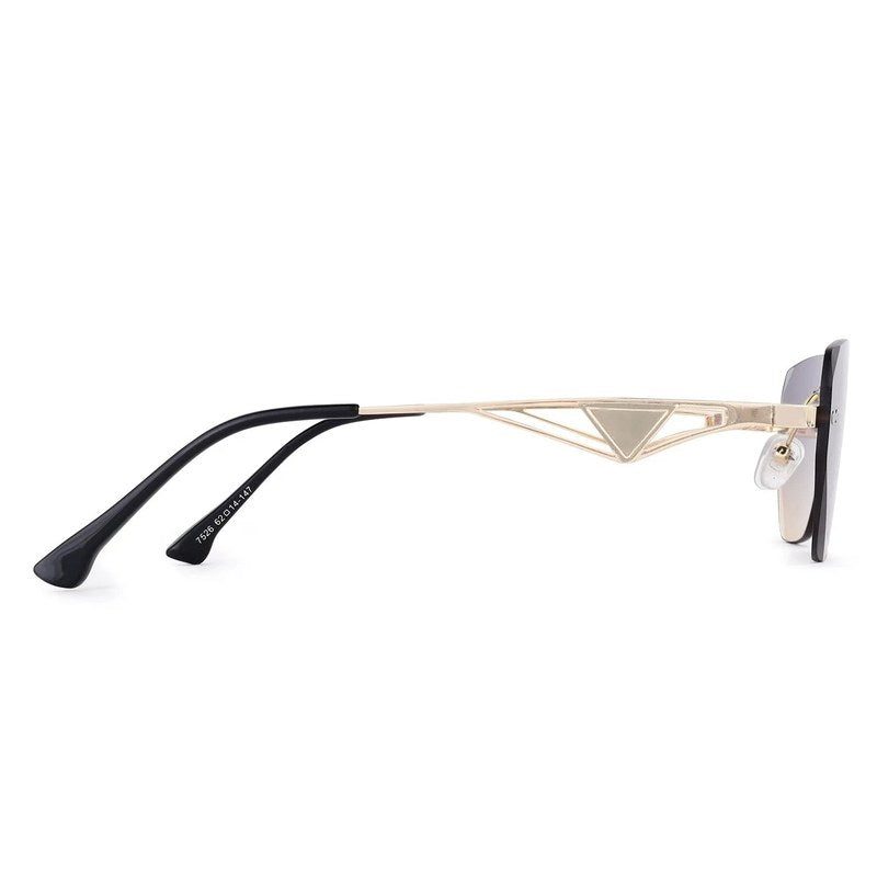 Rorion Gradient Brown & Blue Medium Rim Less Rectangle Sunglasses for Men & Women — Hashtag Eyewears