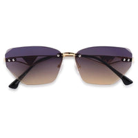 Rorion Gradient Brown & Blue Medium Rim Less Rectangle Sunglasses for Men & Women — Hashtag Eyewears