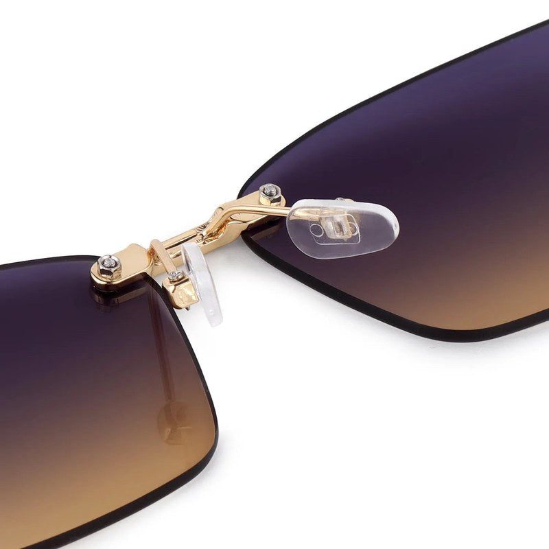 Rorion Gradient Brown & Blue Medium Rim Less Rectangle Sunglasses for Men & Women — Hashtag Eyewears