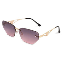 Rorion Gradient Grey & Pink Medium Rim Less Rectangle Sunglasses for Men & Women — Hashtag Eyewears