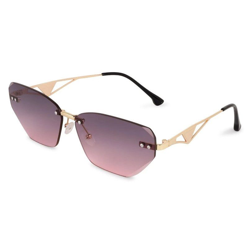 Rorion Gradient Grey & Pink Medium Rim Less Rectangle Sunglasses for Men & Women — Hashtag Eyewears