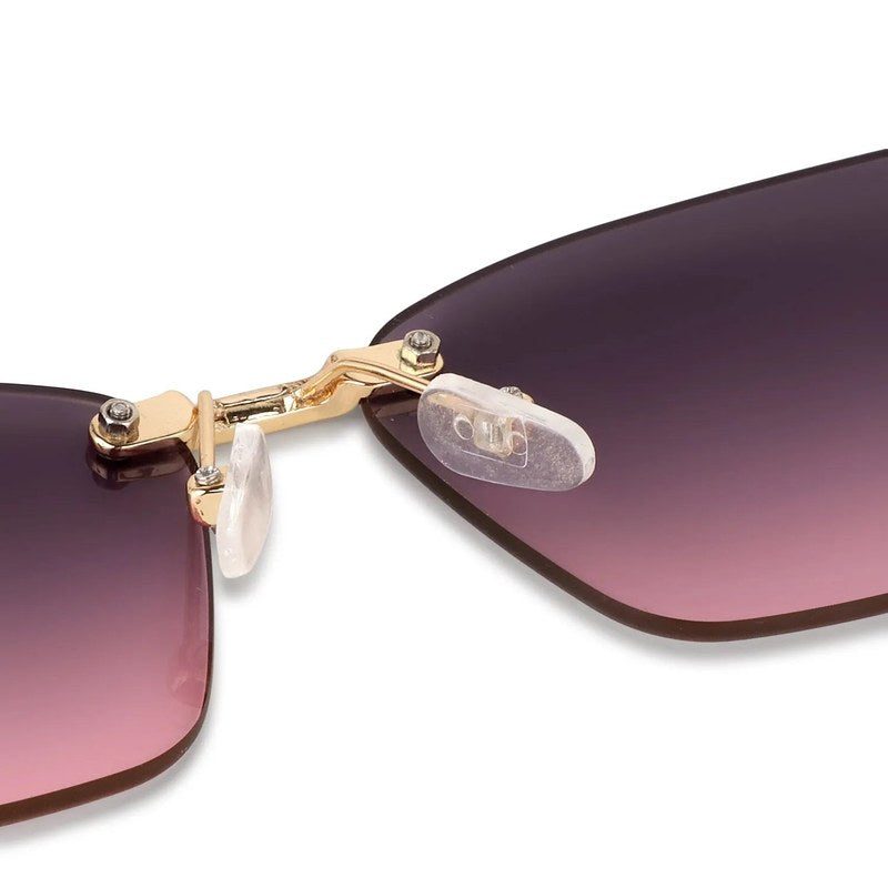 Rorion Gradient Grey & Pink Medium Rim Less Rectangle Sunglasses for Men & Women — Hashtag Eyewears