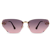 Rorion Gradient Grey & Pink Medium Rim Less Rectangle Sunglasses for Men & Women — Hashtag Eyewears