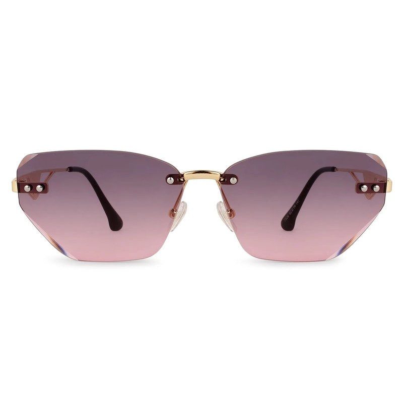 Rorion Gradient Grey & Pink Medium Rim Less Rectangle Sunglasses for Men & Women — Hashtag Eyewears