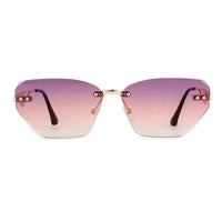 Rorion Gradient Pink & Brown Medium Rim Less Rectangle Sunglasses for Men & Women — Hashtag Eyewears