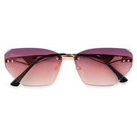 Rorion Gradient Pink & Brown Medium Rim Less Rectangle Sunglasses for Men & Women — Hashtag Eyewears