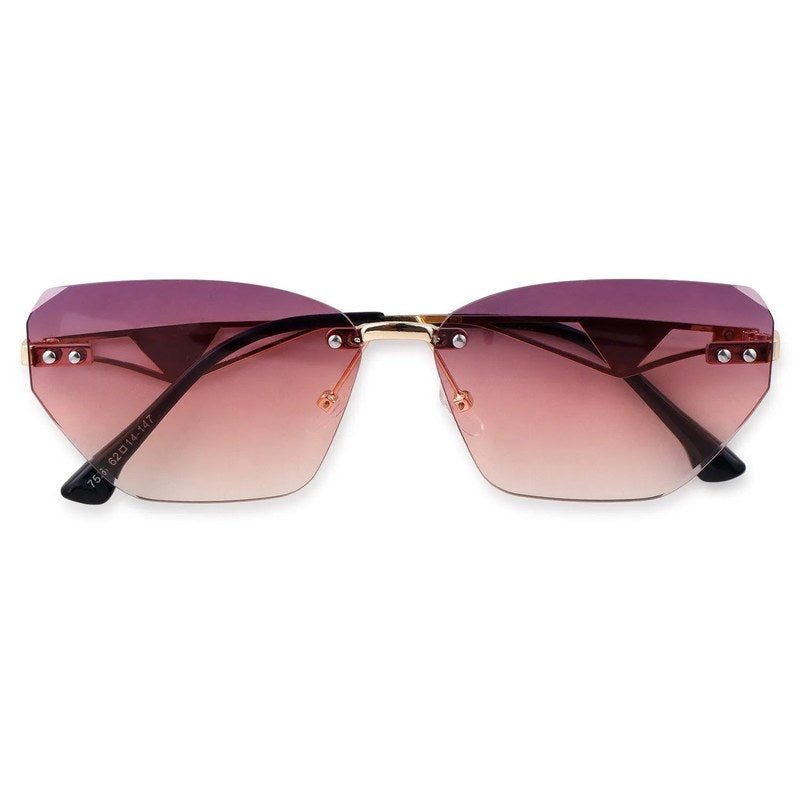 Rorion Gradient Pink & Brown Medium Rim Less Rectangle Sunglasses for Men & Women — Hashtag Eyewears