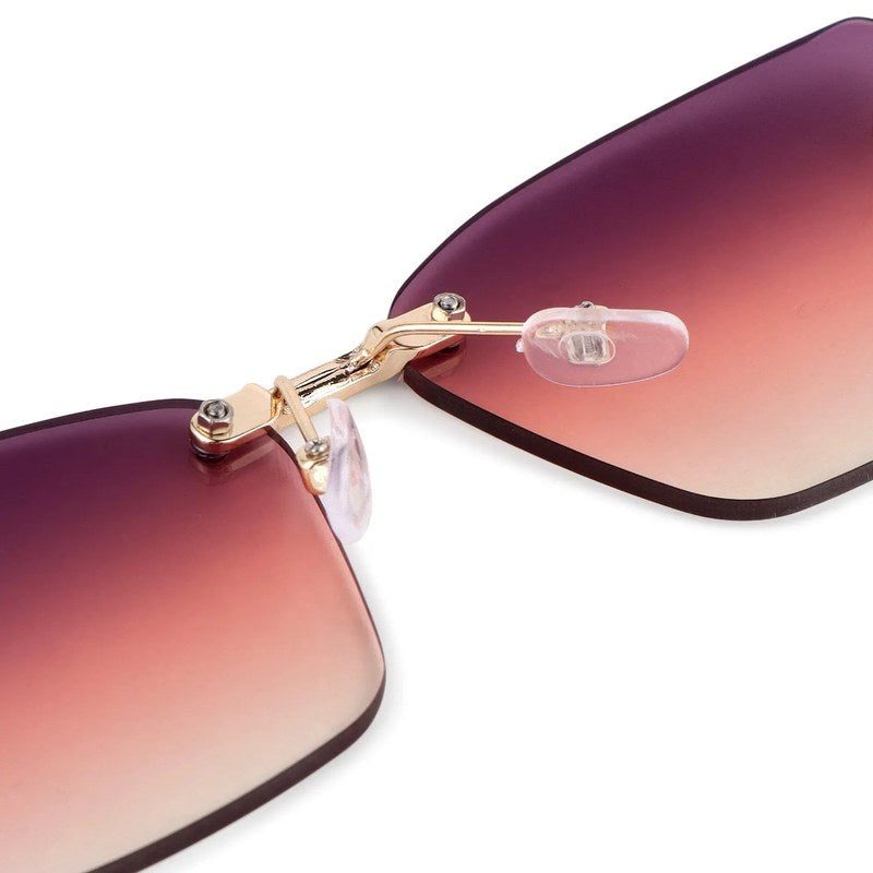 Rorion Gradient Pink & Brown Medium Rim Less Rectangle Sunglasses for Men & Women — Hashtag Eyewears