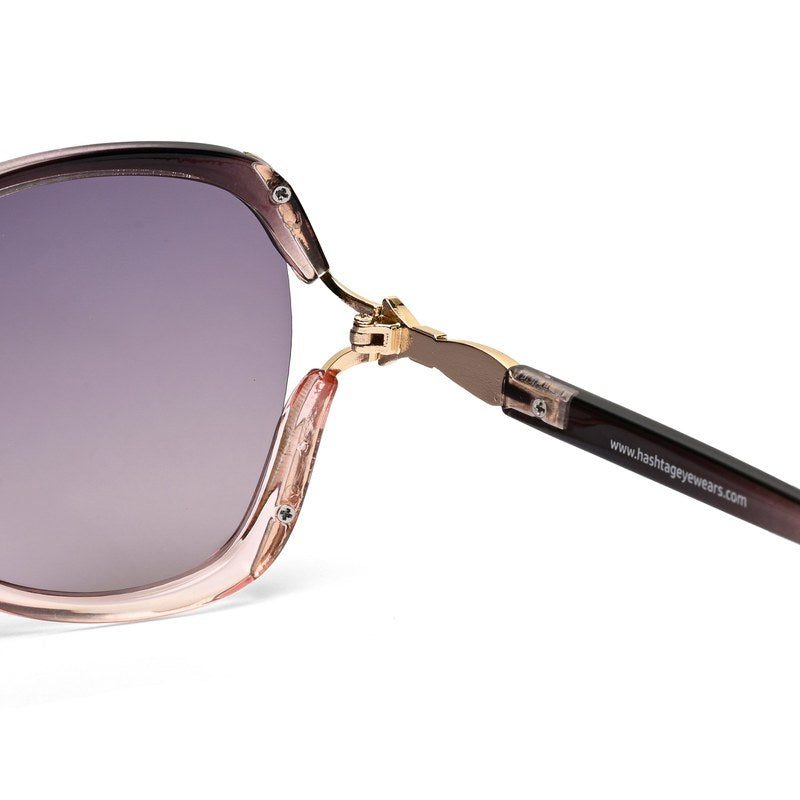 Rylen Gold & Blackish Purple Large Full Rim Butterfly Sunglasses for Women — Hashtag Eyewears