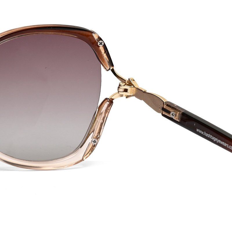 Rylen Gold & Gradient Brown Large Full Rim Butterfly Sunglasses for Women — Hashtag Eyewears